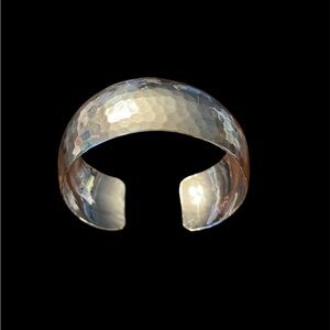 Hammered Silver Tone Cuff Bracelet- Size 6.5